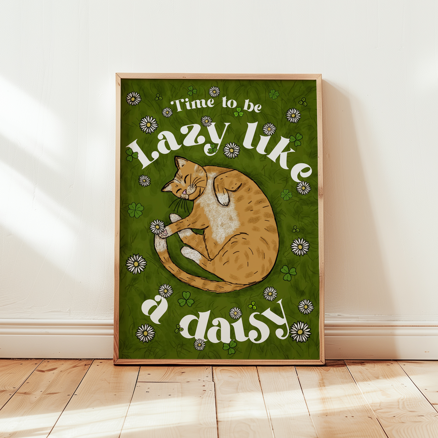 Lazy Like a Daisy Cat Print