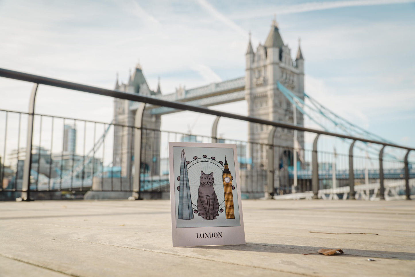 London Cat Postcard Big Ben The Shard London Eye