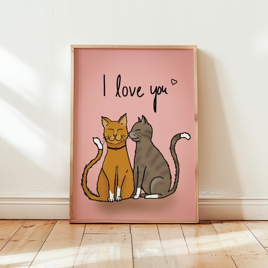 "I Love You" Cat Print