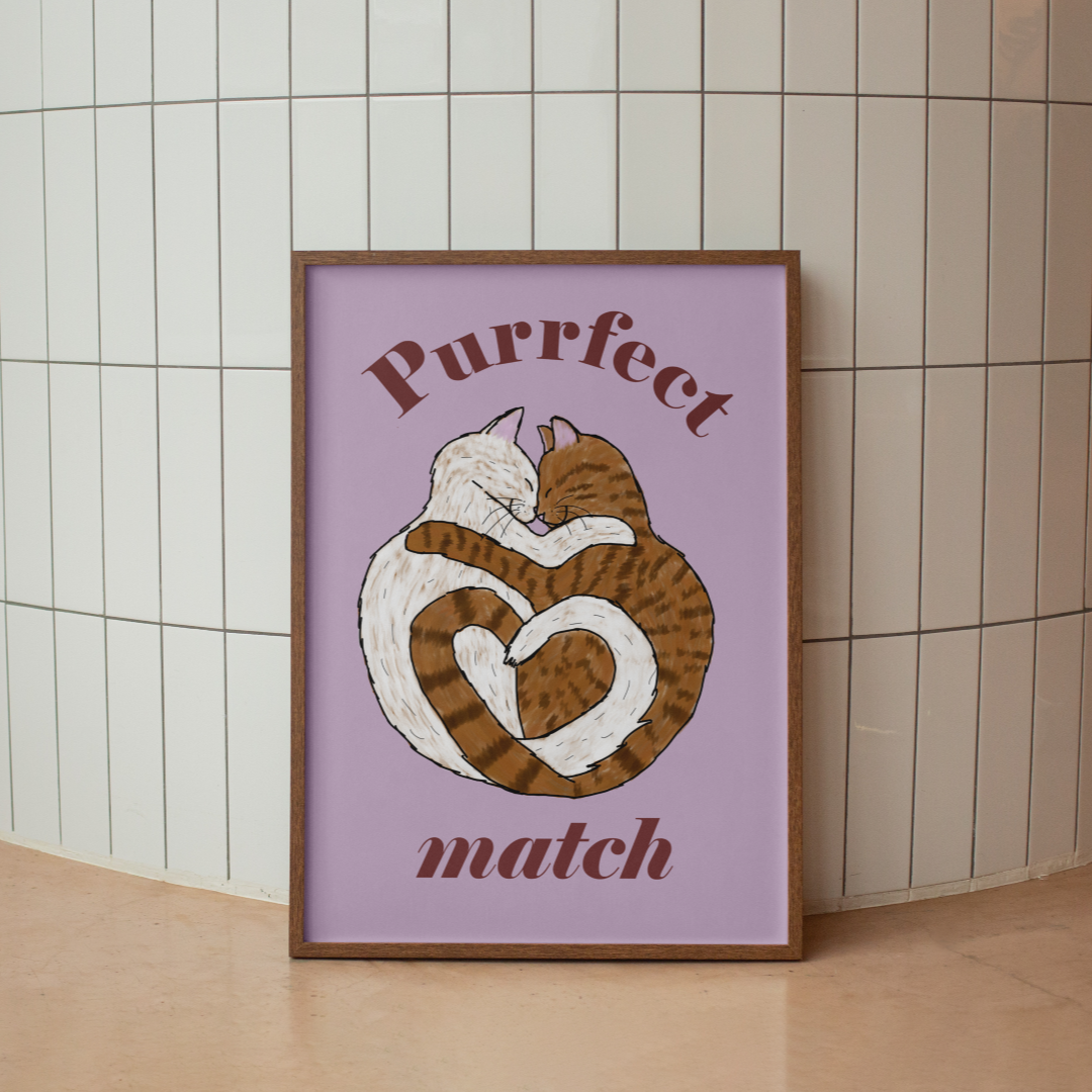 Purrfect Match Cat Print ❤️