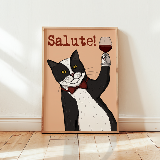 Salute Cat Print 🍷