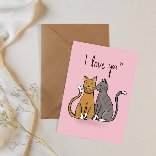 "I love you" cat greeting card