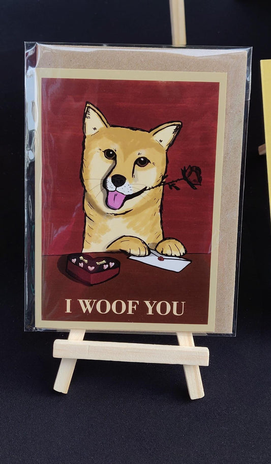Dog "I woof you" Greeting Card