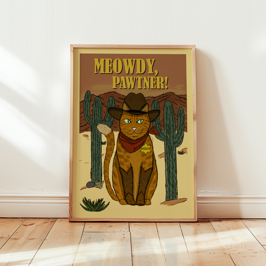 Cowboy Cat Print- Meowdy Pawtner!